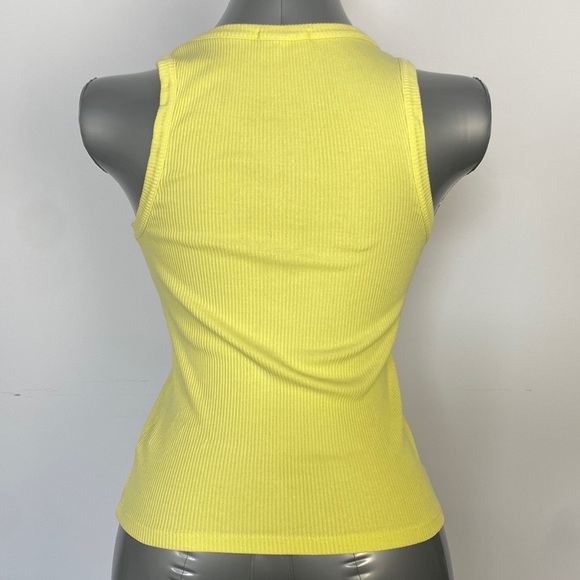 3/$15 Yellow ribbed racer back casual dopamine organic cotton lightweight cami S - Picture 3 of 11
